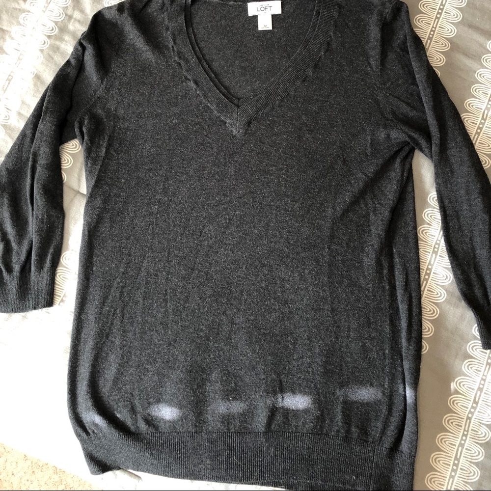 Gray V Neck Sweater